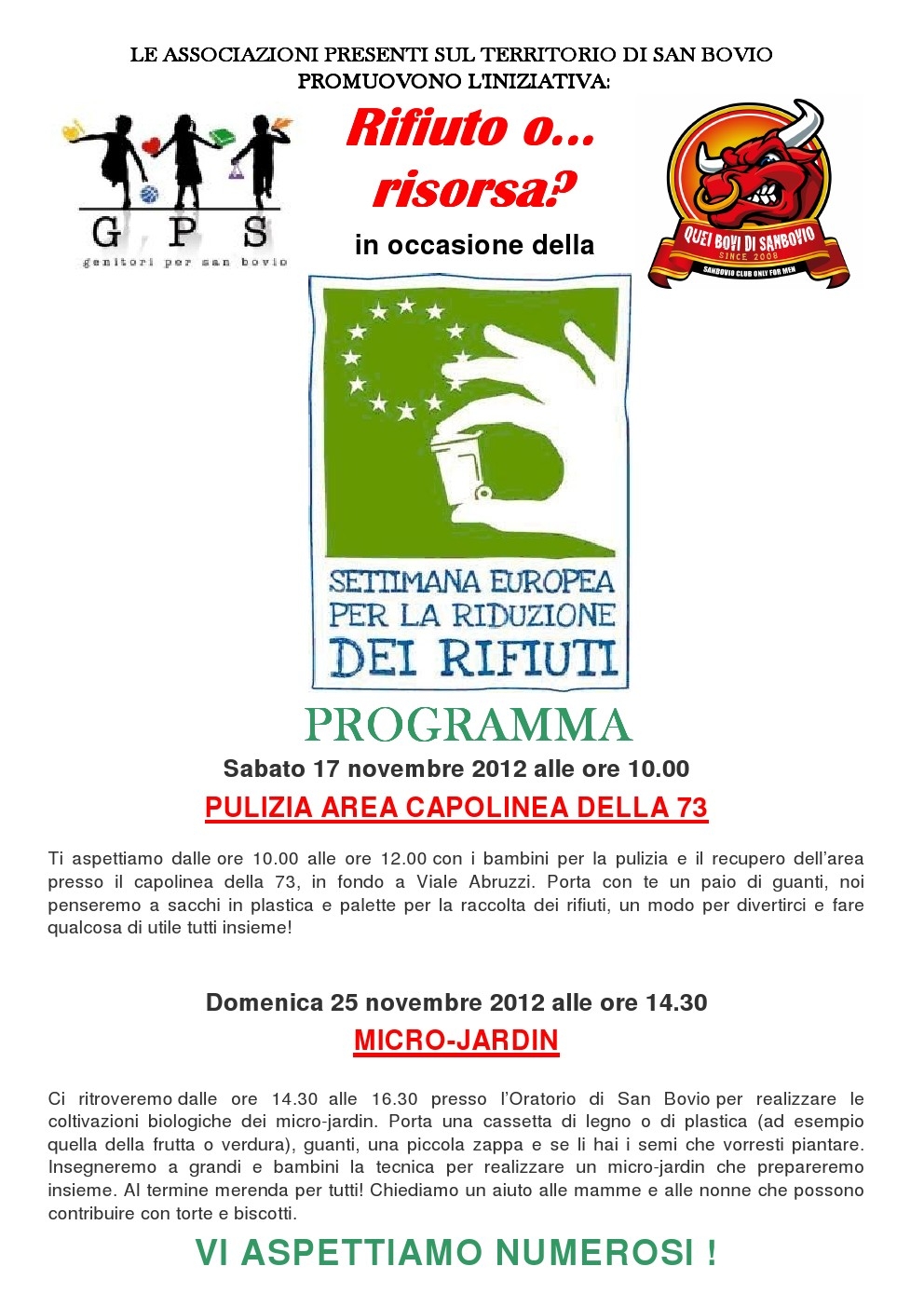 volantino settimana del riciclo San Bovio